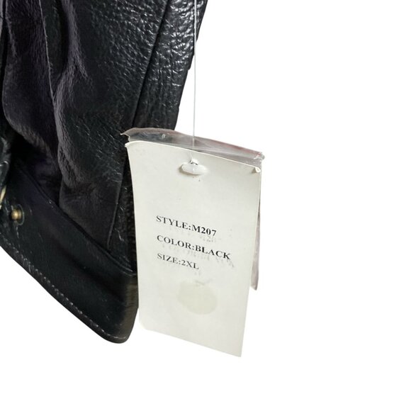 NWT Oscar Piel Mens Black Leather Jacket Zip Closure & Pockets - Picture 6 of 8